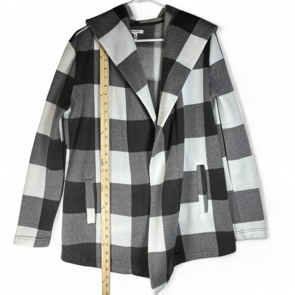 Maurices Gray and White Checker Sweater Jacket Size Small Blazer Hooded - Picture 8 of 11